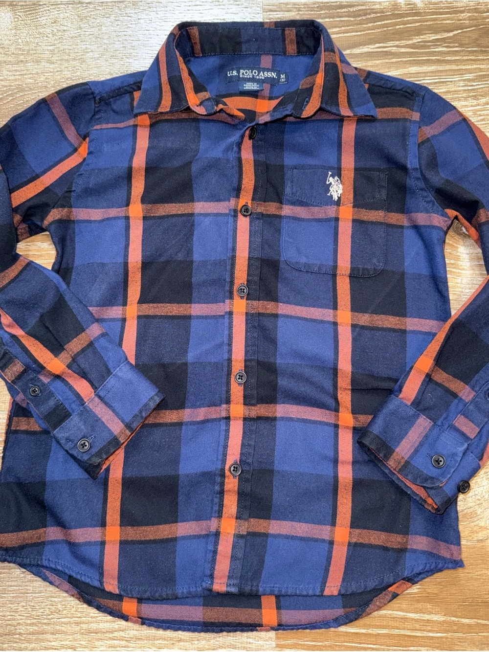 U.S. Polo Assn. Blue and Orange Plaid Button-Down Shirt